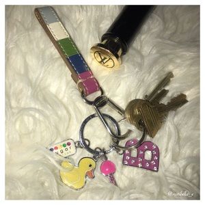 COACH leather multi colored keyring